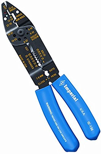 Imperial Tool IE-120 Heavy-Duty Upfront Plier Nose Stripper and Cutter 10-20 AWG Solid