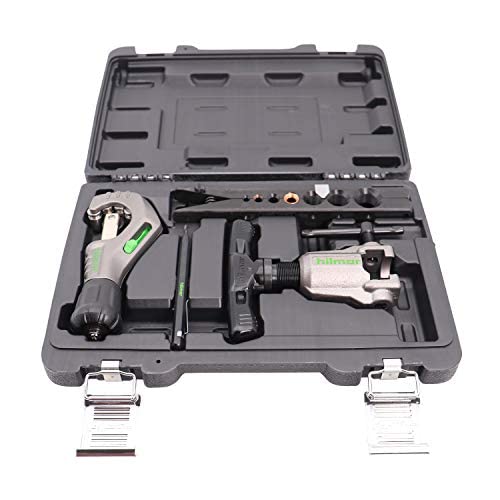 Hilmor Orbital Flare Kit with 1⁄8" - 1-3⁄8" Tubing Cutter, Pen Style Deburring Tool & Storage Case, Black & Green, FTOK 1937685