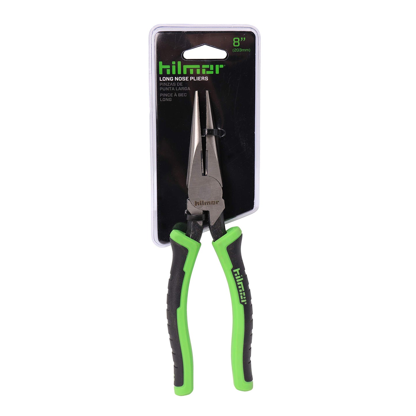 Hilmor 8" Long Nose Pliers with Rubber Handle Grip, Black & Green, LNP8 1885398