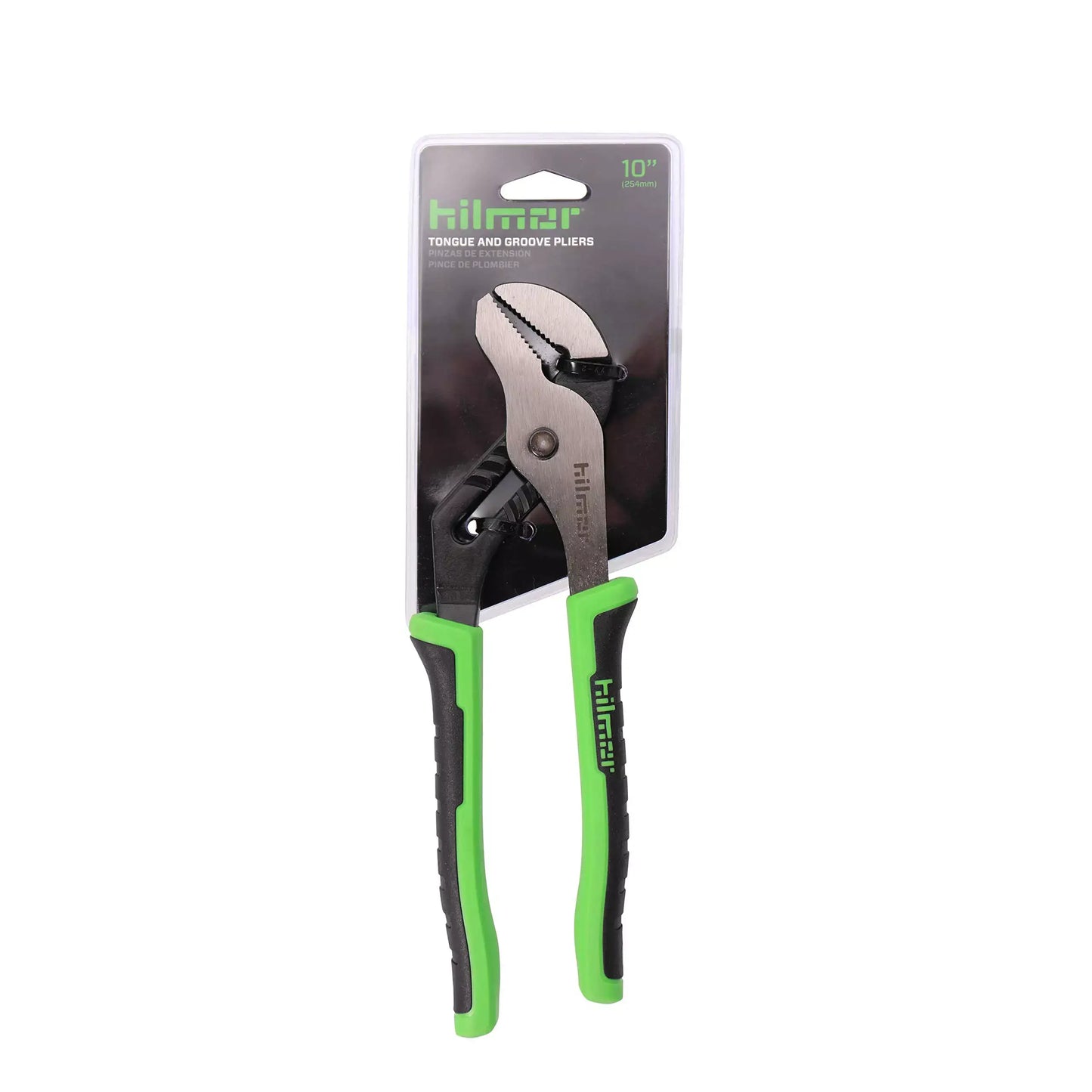 Hilmor 10" Tongue & Groove Plier with Rubber Handle Grip, Black & Green, GJP10 1885367