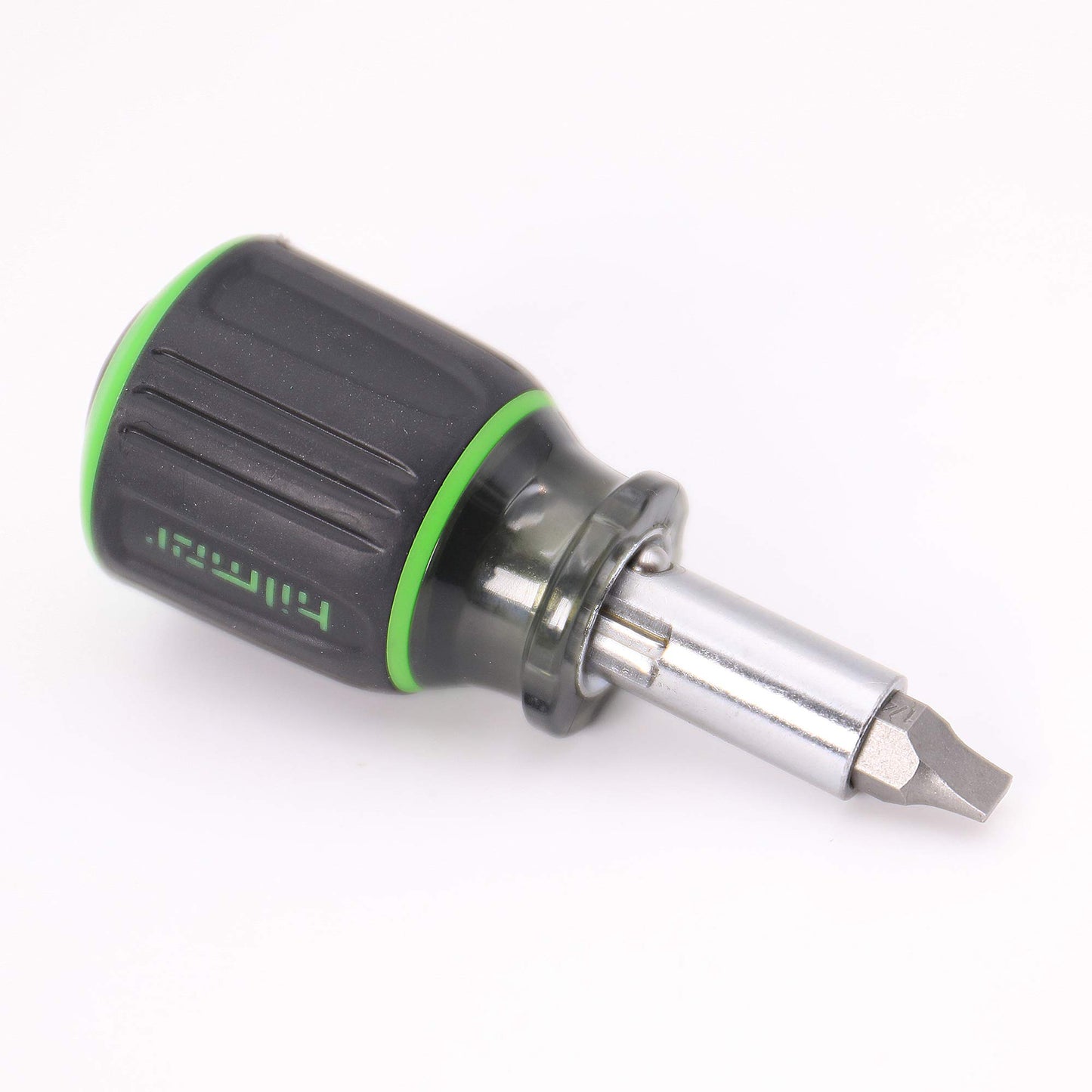 Hilmor 6 In 1 Stubby Multi Tool with Rubber Handle Grip, Black & Green, MTS 1891351