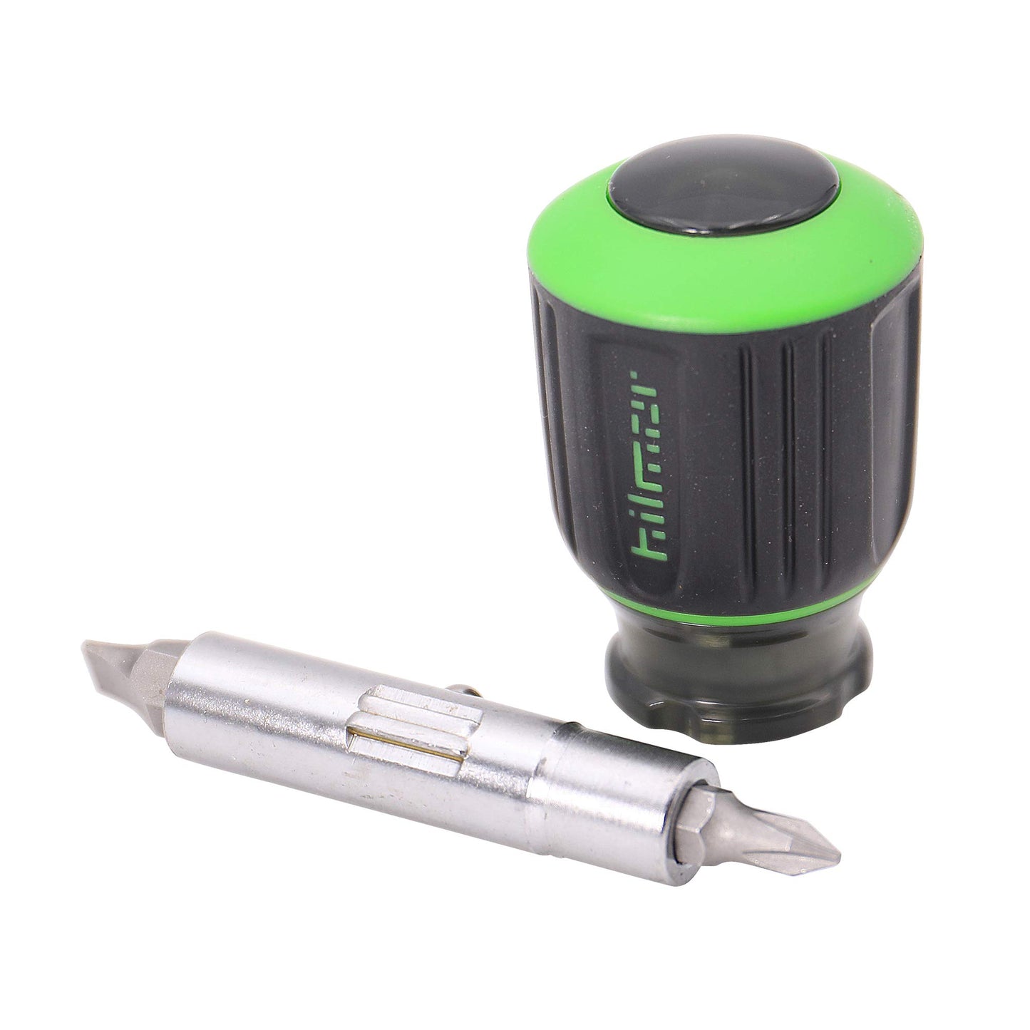 Hilmor 6 In 1 Stubby Multi Tool with Rubber Handle Grip, Black & Green, MTS 1891351