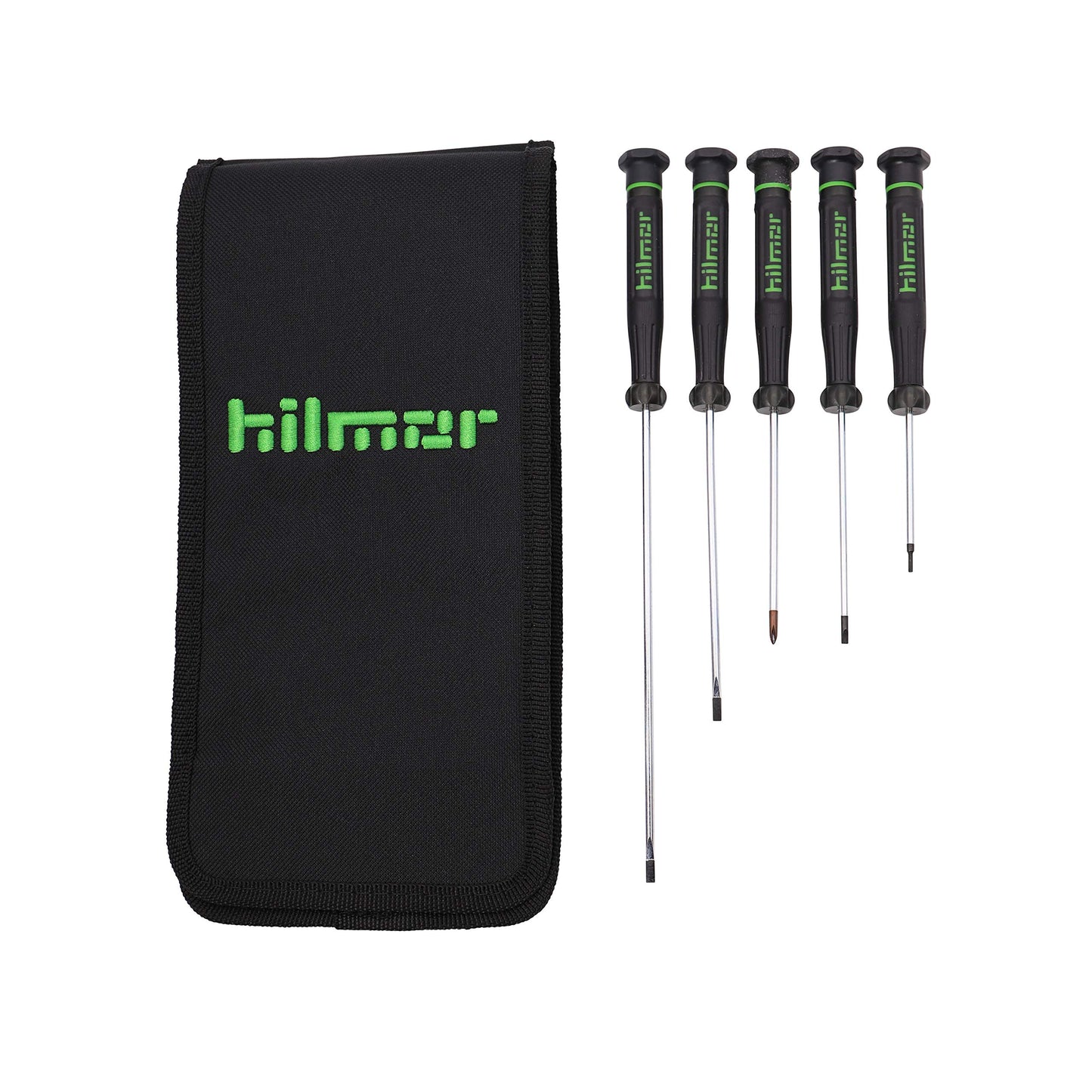 Hilmor Precision Screwdriver Set with Storage Pouch, Black & Green, SDPS 1891089