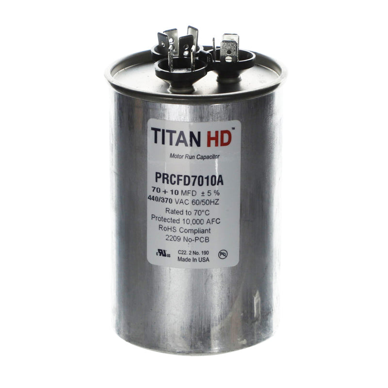 TITAN HD 70+10MFD,440/370V,Rnd