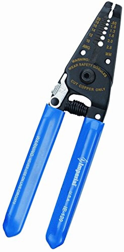 Imperial Tool IE-120 Heavy-Duty Upfront Plier Nose Stripper and Cutter 10-20 AWG Solid