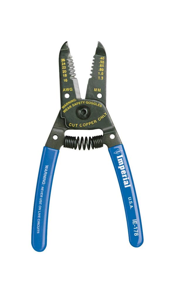 Imperial Tool IE178 Standard Duty Upfront Plier Nose Stripper and Cutter 16-26 AWG Stranded