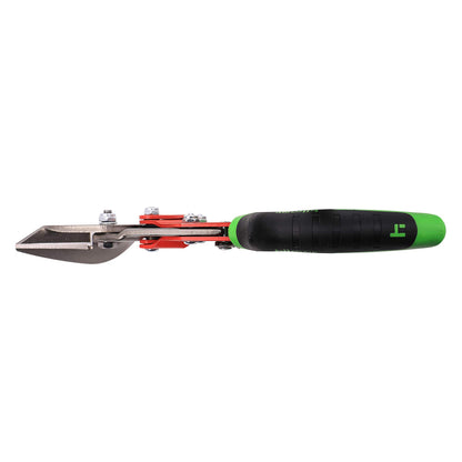 Hilmor Offset Aviation Snips Left Cut for Cutting Sheet Metal, Duct & Stainless Steel, Black & Green, SNIPOL 1891137 , Red