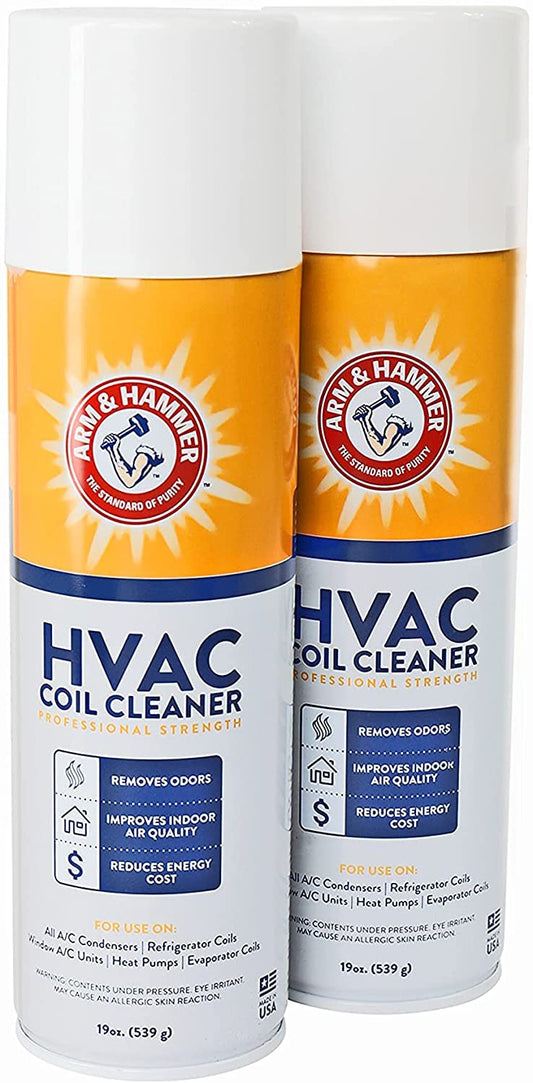 Arm & Hammer Biodegradable Aerosol 2-PACK Air Conditioner AC Coil Cleaner Spray, 19 Fluid Ounces