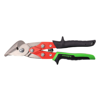 Hilmor Offset Aviation Snips Left Cut for Cutting Sheet Metal, Duct & Stainless Steel, Black & Green, SNIPOL 1891137 , Red