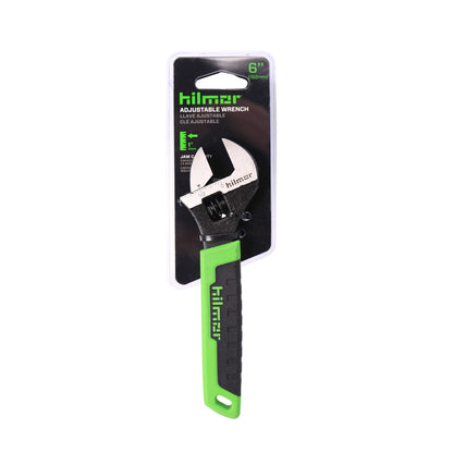 Hilmor 6" Adjustable Crescent Wrench with Rubber Handle Grip, Black & Green, AW6 1885369