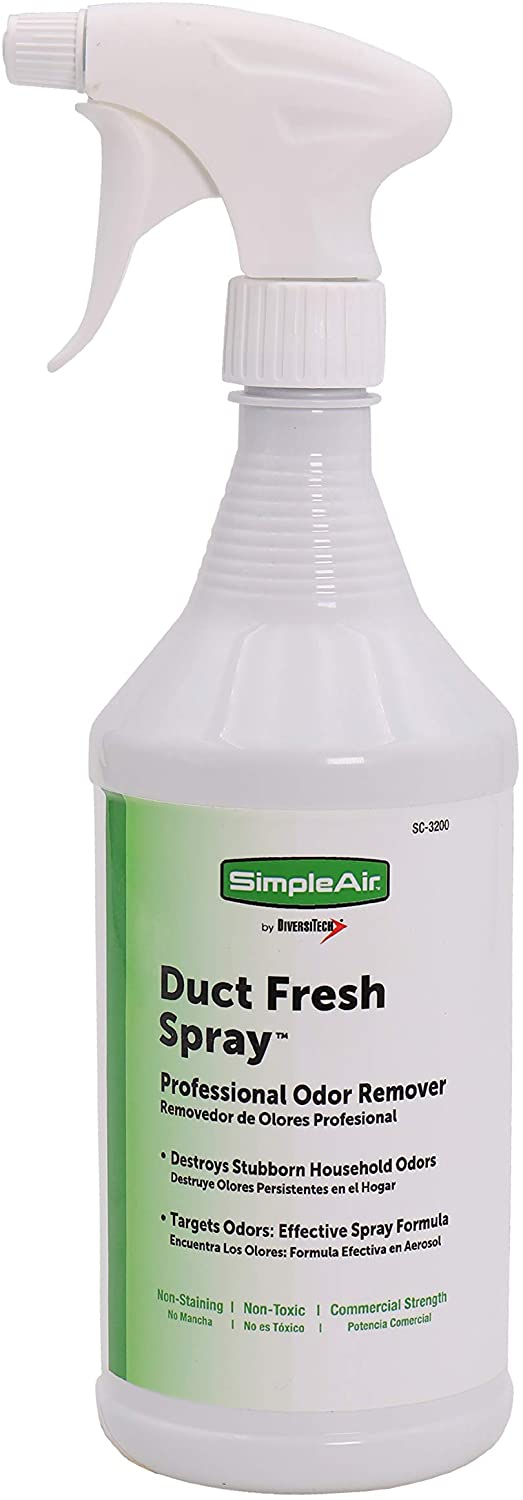 SimpleAir SC-3200 Duct Fresh Spray Air Freshener, Cleaner, Deodorizer Professional HVAC home & automotive odor remover, 32 Oz, clear, 32 Fl Oz