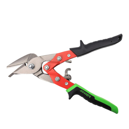 Hilmor Offset Aviation Snips Left Cut for Cutting Sheet Metal, Duct & Stainless Steel, Black & Green, SNIPOL 1891137 , Red