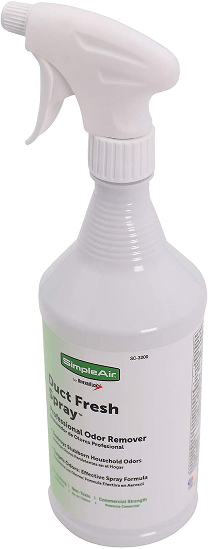 SimpleAir SC-3200 Duct Fresh Spray Air Freshener, Cleaner, Deodorizer Professional HVAC home & automotive odor remover, 32 Oz, clear, 32 Fl Oz