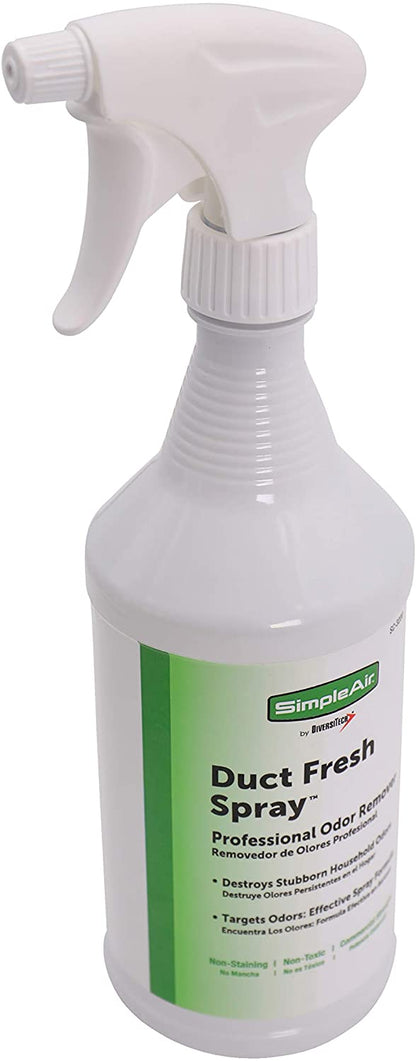 SimpleAir SC-3200 Duct Fresh Spray Air Freshener, Cleaner, Deodorizer Professional HVAC home & automotive odor remover, 32 Oz, clear, 32 Fl Oz