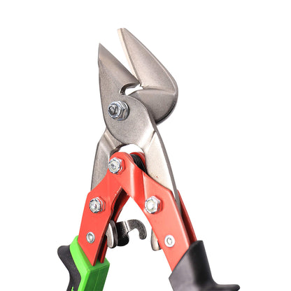 Hilmor Offset Aviation Snips Left Cut for Cutting Sheet Metal, Duct & Stainless Steel, Black & Green, SNIPOL 1891137 , Red