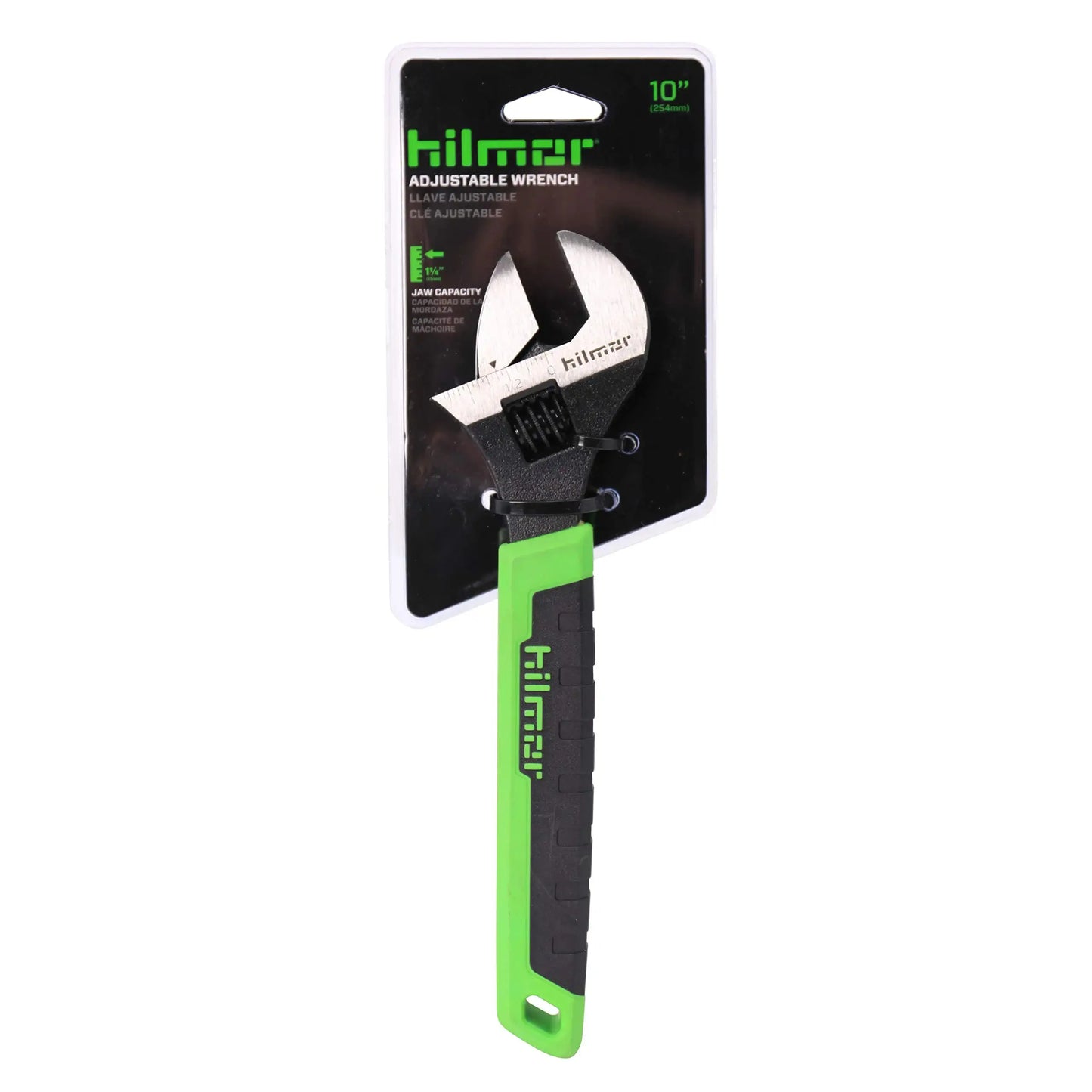 Hilmor 10 Adjustable Crescent Wrench with Rubber Handle Grip, Black & Green, AW10 1885421 Seventh