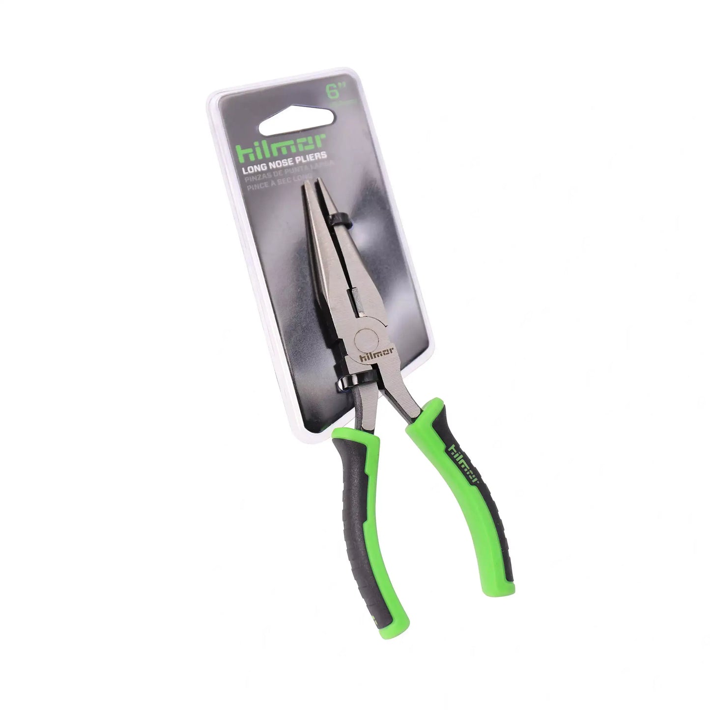 Hilmor 6 Long Nose Pliers with Rubber Handle Grip, Black & Green, LNP6 1885397