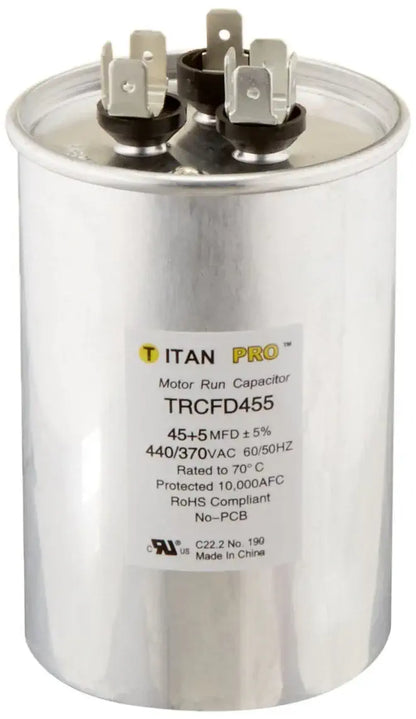 Packard TRCFD455 45+5MFD 440370V Round Run Capacitor Replaces PRCFD455 (1-Pack)