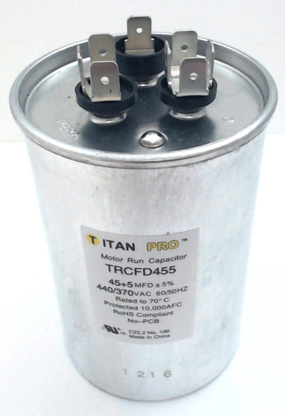Packard TRCFD455 45+5MFD 440370V Round Run Capacitor Replaces PRCFD455 (1-Pack) Second